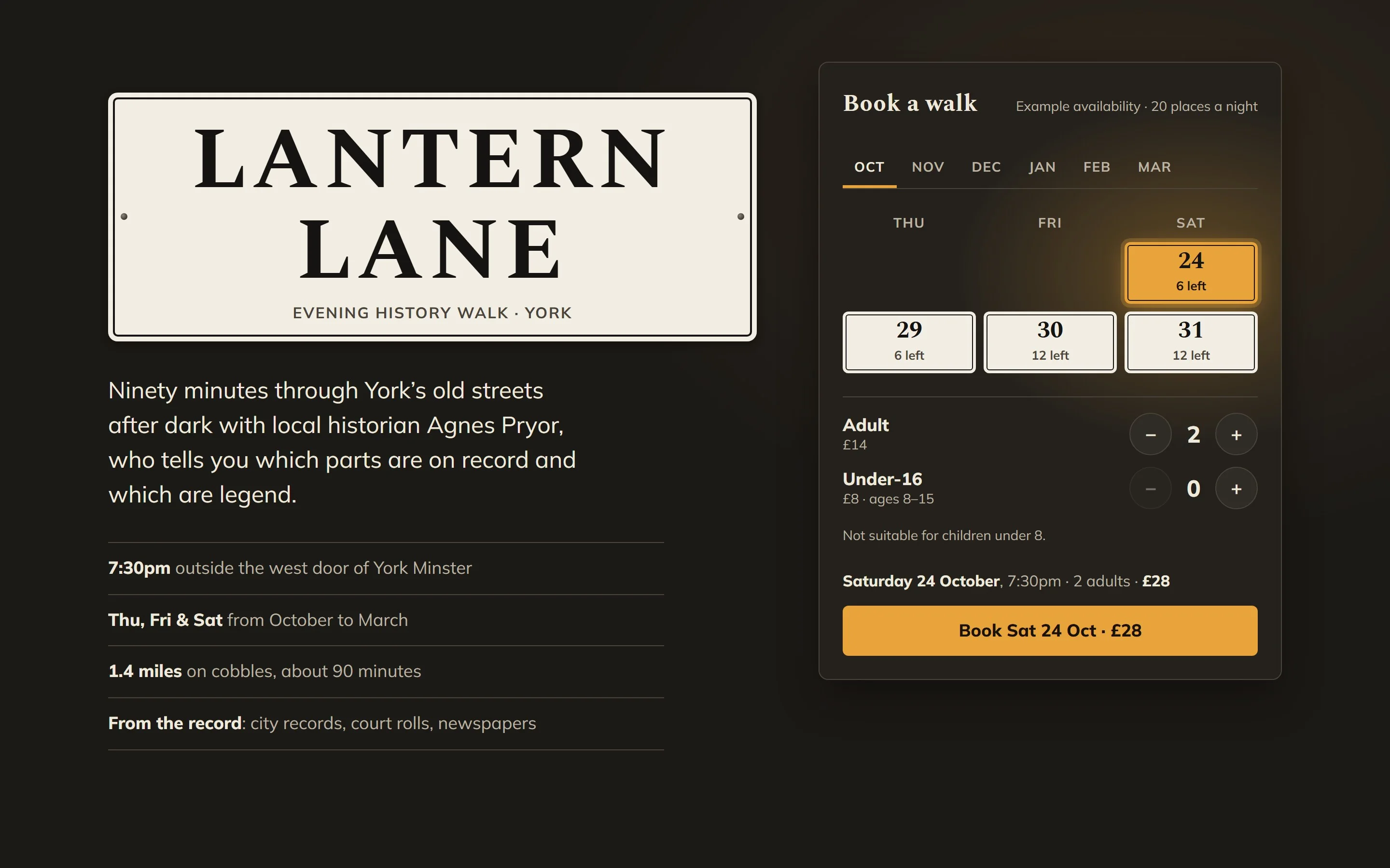 Lantern Lane, An evening history walk, built as York’s street nameplates